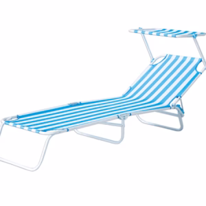 LIGHT BLUE STRIPED DECKCHAIR WITH SUN SHADE 548554