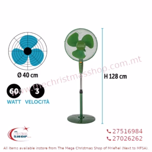 COVERI STAND FAN GREEN 40CM WITH 3 SPEED PAR151234