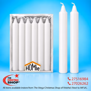 PACKET OF 12 CANDLES WHITE 17CM 200001
