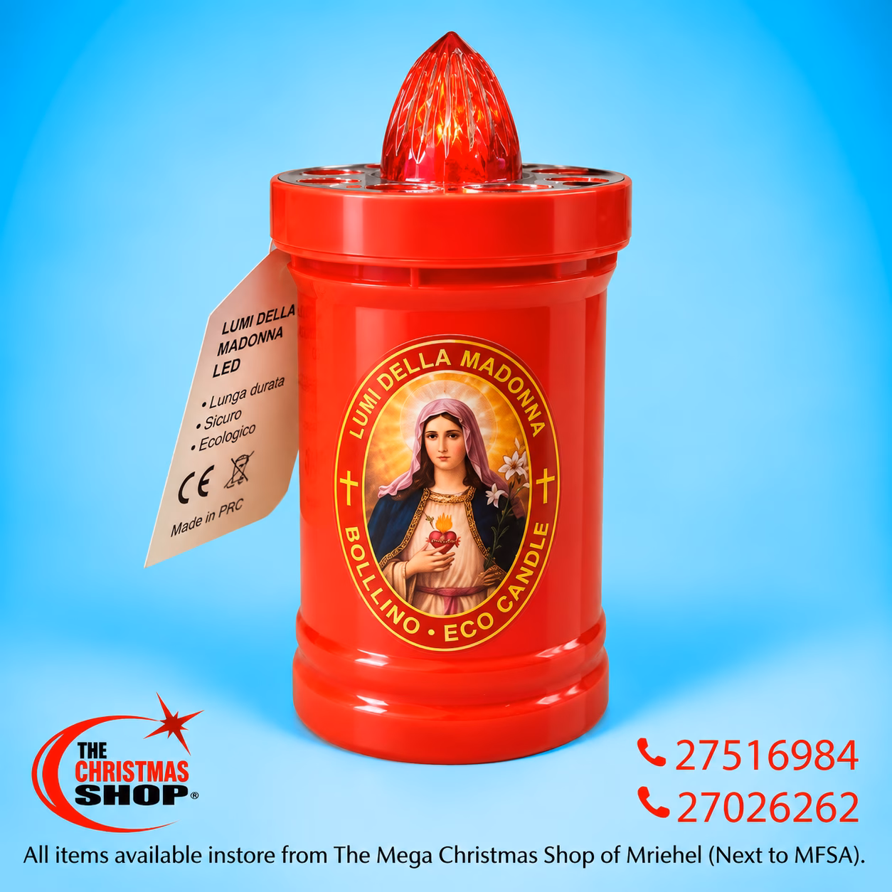 LED BATTERY OPERRATED CANDLE RED 6X12CM 276092