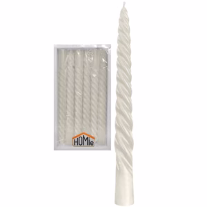 PACKET OF 12 SPIRAL WHITE CANDLE 20CM 100012