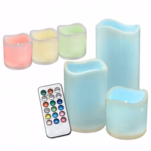 SET OF 3 LED CANDLES WITH CONTROL 15X7.5CM, 11.5X7.5CM, 7.5X7.5CM 100001