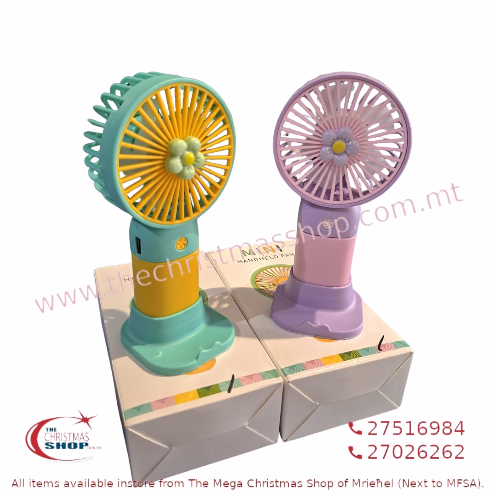 MINI HANDHELD FAN 14CM USB CHARGER ASSORTED COLOURS 453303