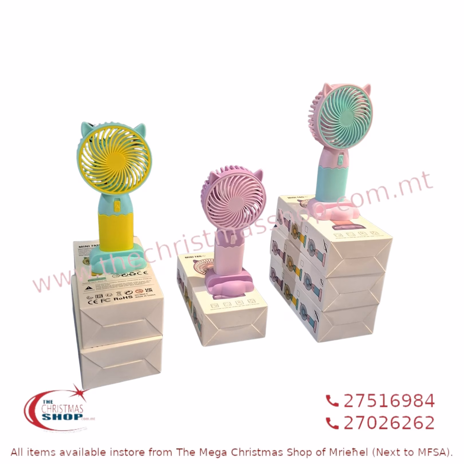 MINI HAND FAN ASSORTED COLOURS 15CM USB CHARGER 453310
