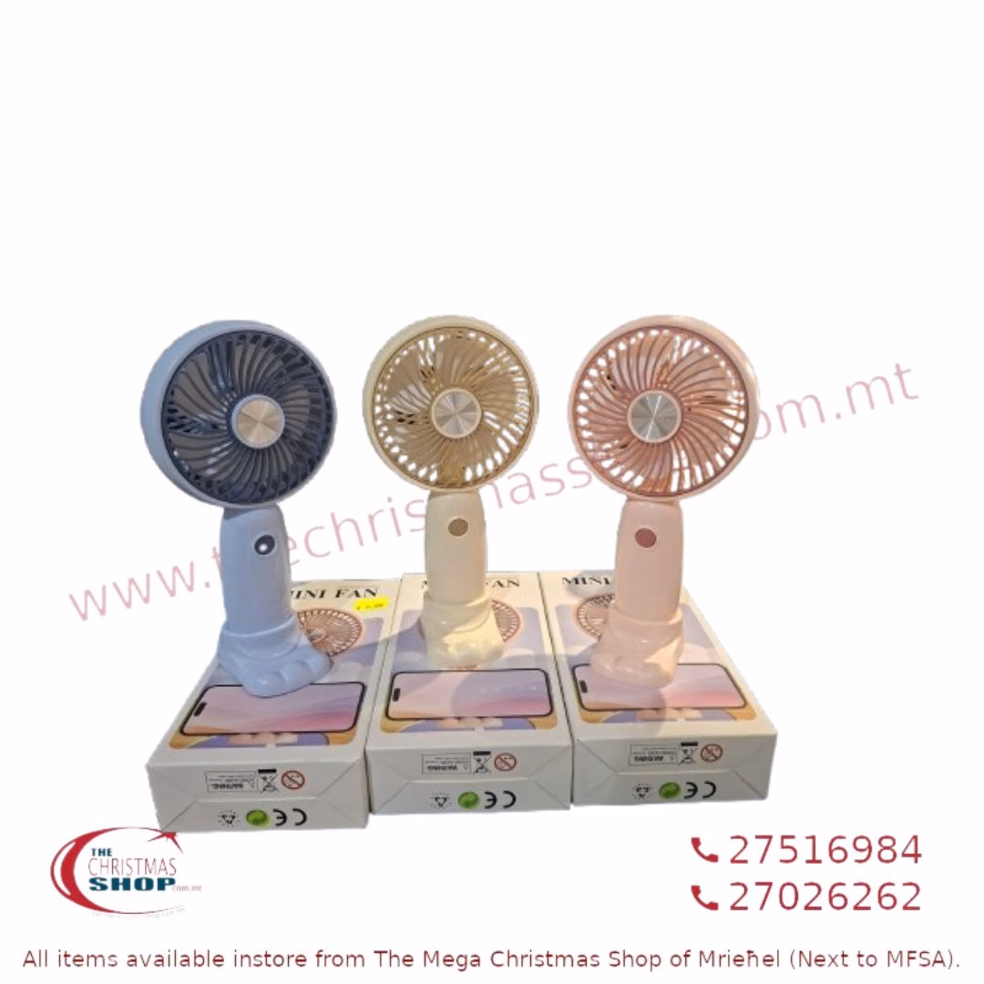 RECHARGEABLE HAND FAN WITH 3 SPEED FUNCTION AND LIGHT 20CM USB CHARGER 453365