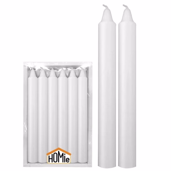 PACKET OF 12 CANDLE WHITE 17CM 200001