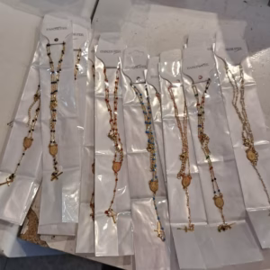 COLOURED AND SILVER METAL ROSARY BEADS 345678