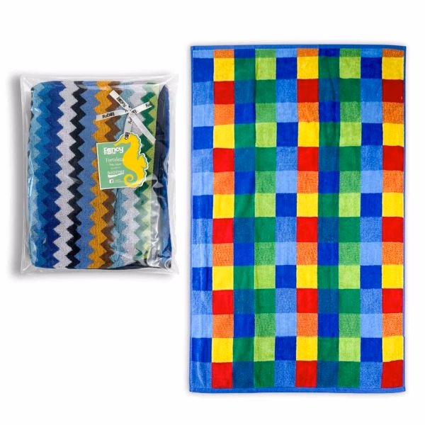 BEACH TOWEL 86X165CM ASSORTED COLOURS 80%COTTON 621297 - Image 4