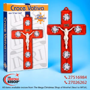 LED BATTERY OPERATED CROSS RED 30CM 062275