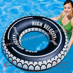INFLATABLE BLACK RING WITH HANDLE 120CM 153474