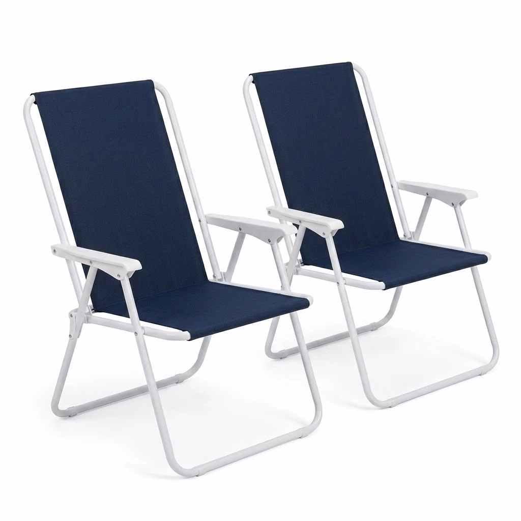 FOLDABLE RELAX BEACH AND GARDEN CHAIR WITH HIGH NACKREST, BLUE 152026