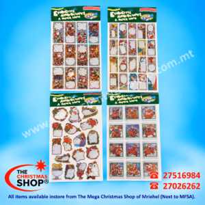 SHEET OF STICKERS FOR GIFTS 4 DEIGNS 210666