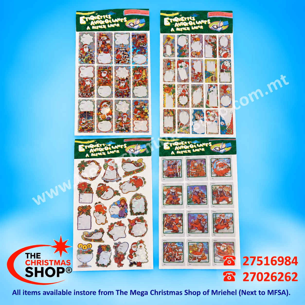 SHEET OF STICKERS FOR GIFTS 4 DEIGNS 210666
