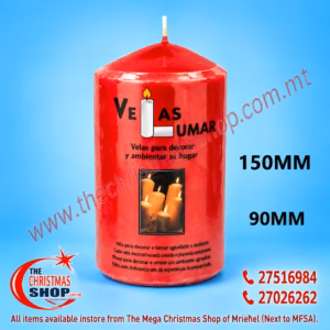 RED PILLAR CANDLE 90MM BY 150MM 031510