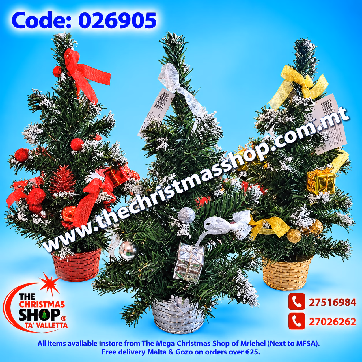 SMALL DECORATED CHRISMAS TREE 30CM 026905