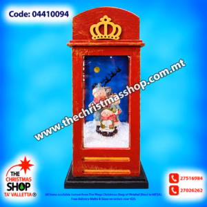 BATTERY OPERATED SNOWMAN TELEPHONE BOX 12X35CM 410094