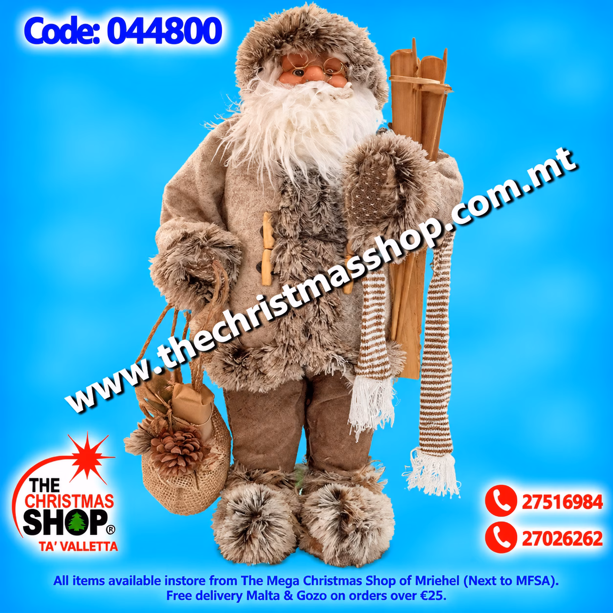FATHER CHRISTMAS BEIGE COLOUR 60CM 044800
