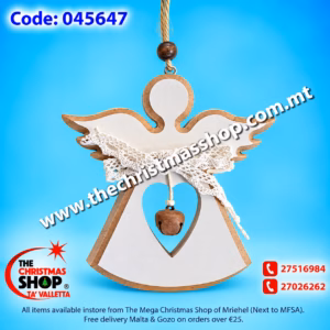WOODEN HANGING ANGEL 12X12CM 045647
