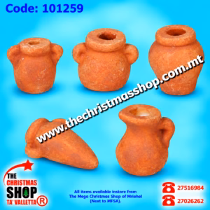 SET OF 5 MINIATURE POTTERY VASES FOR CRIB. 3CMS. 101259