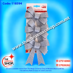 GLITTERED SILVER BOW 118594
