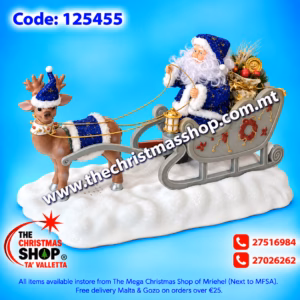 FIBRE OPTIC MUSICAL SANTA ON SLEIGH 50X30CMS 125455