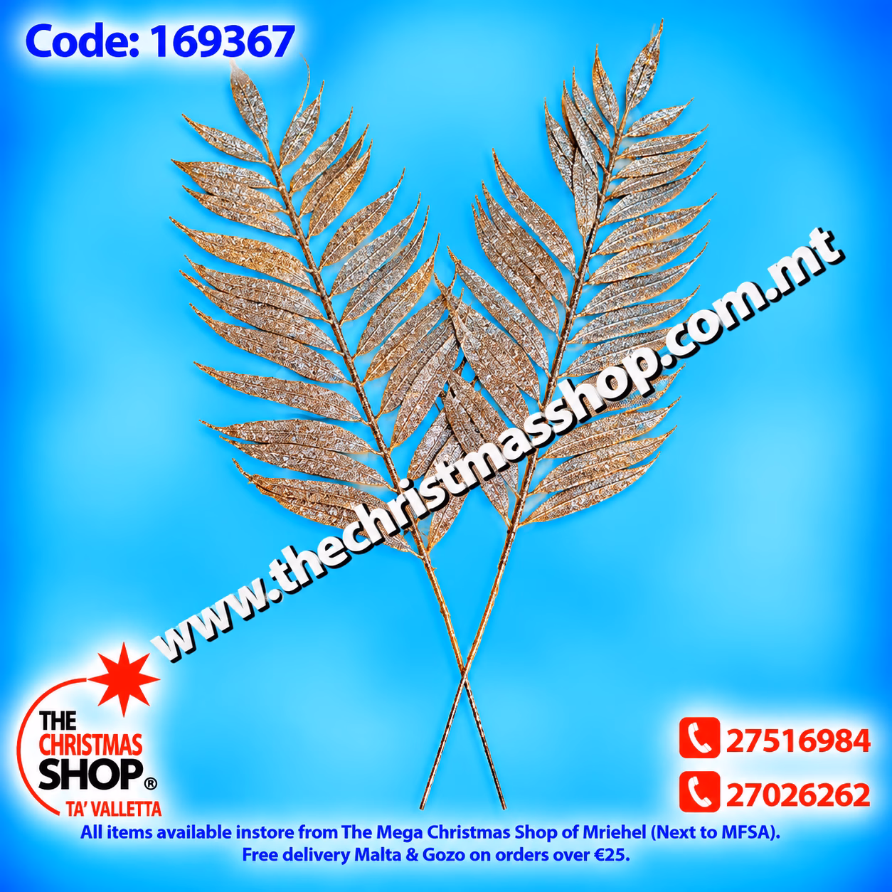 PACKET OF 2 GLITTERED LEAVES 50CMS 169367