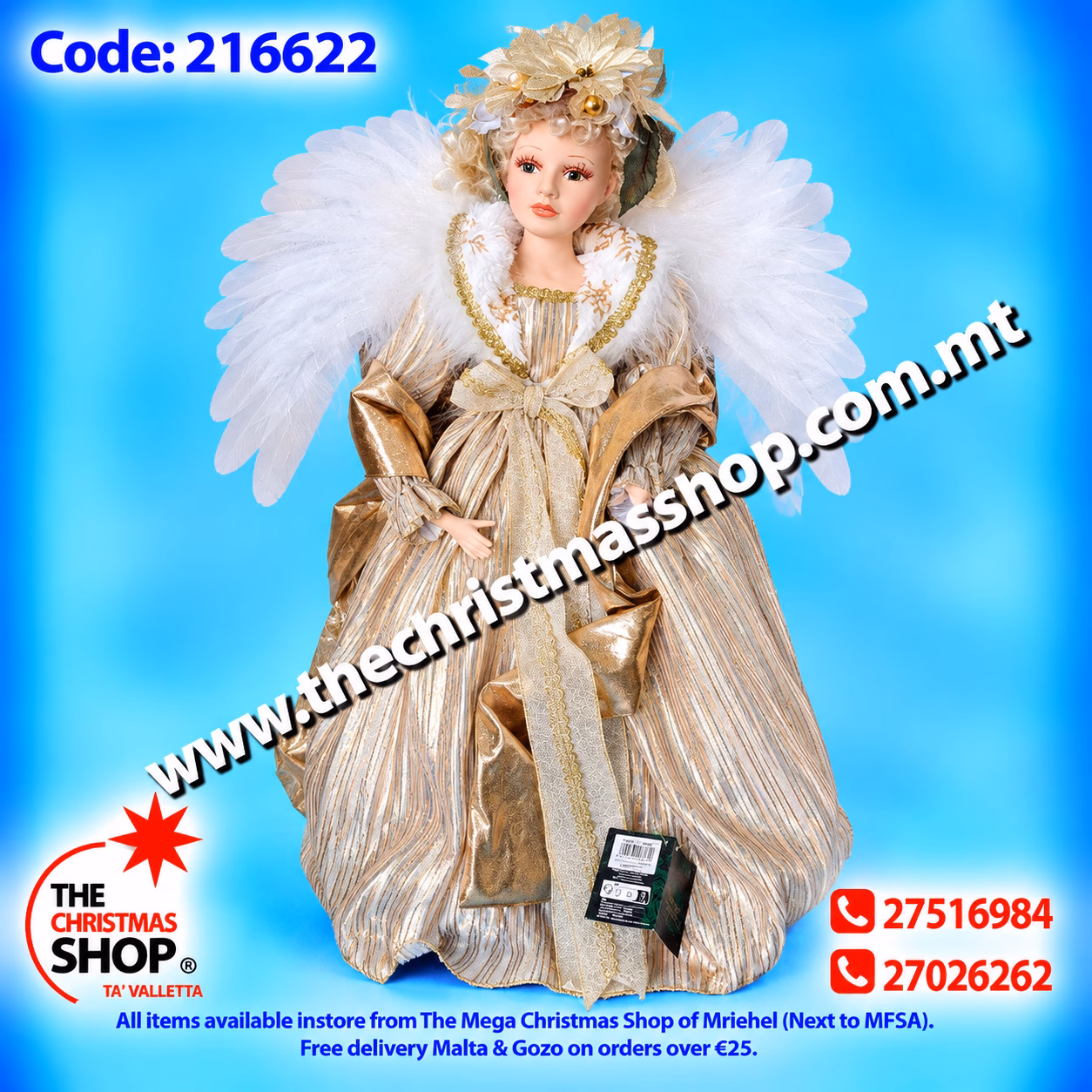 LED ANIMATED ANGEL GOLD 49.5X23X65CMS 216622