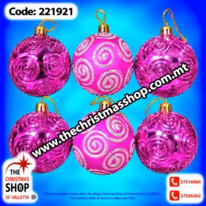 SET OF 6 PINK BAUBLES 221921