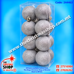 BOX OF 16 GLITTERED BAUBLES 5CM 244463