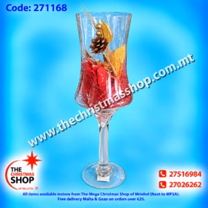 TRANSPARENT GLASS VASE WITH CHRISTMAS DECORATION 40CMS 271168