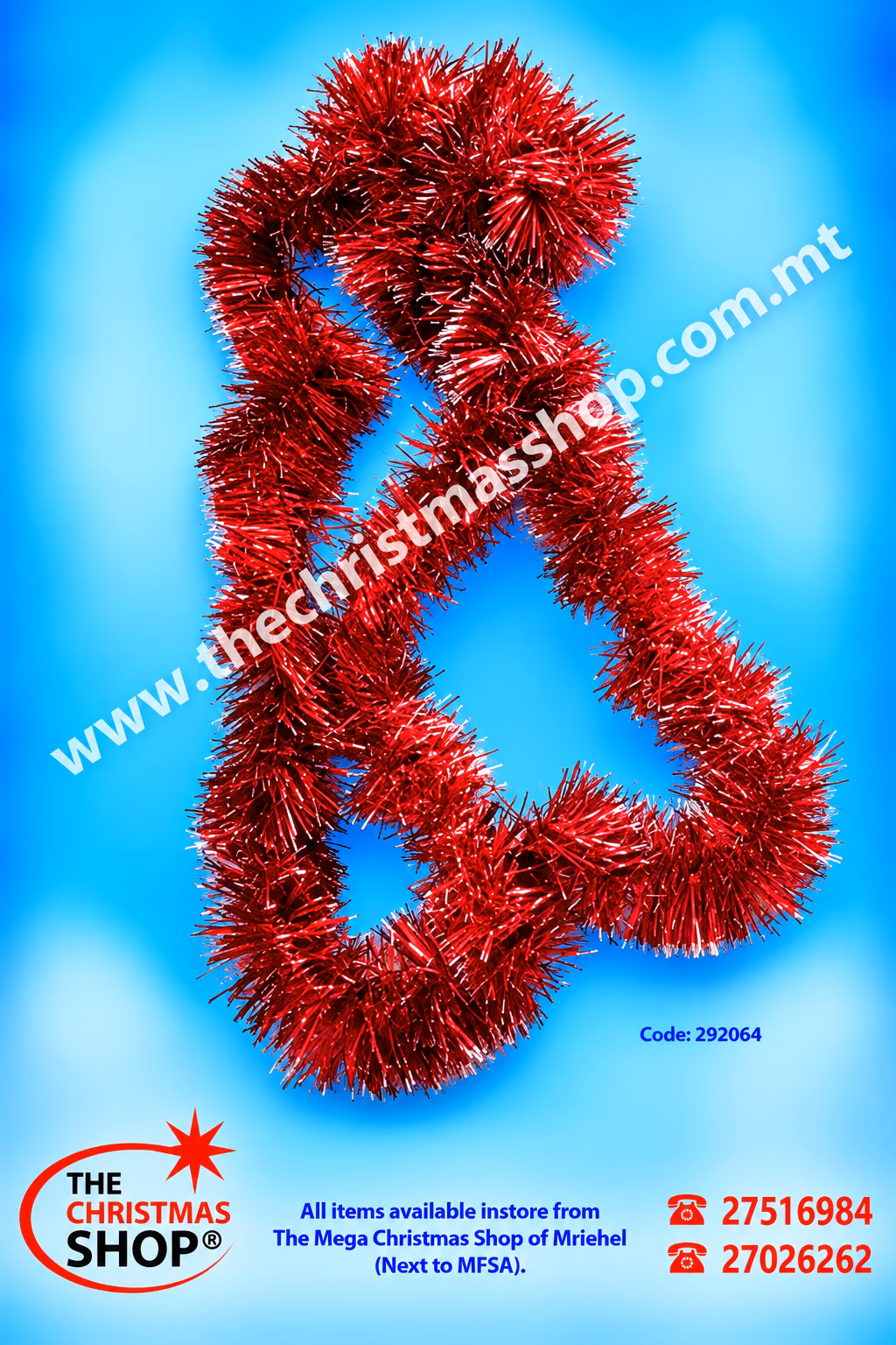 RED WITH SILVER TINSEL 2MTR 292064