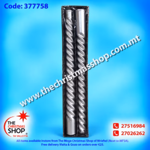 PACKET OF 2 SPIRAL SILVER CANDLES 25CM 377758