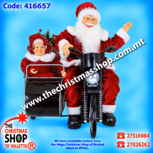 MR AND MRS CLAUS ON MOTORBIKE WITH ANIMATION. 80CMS. 416657