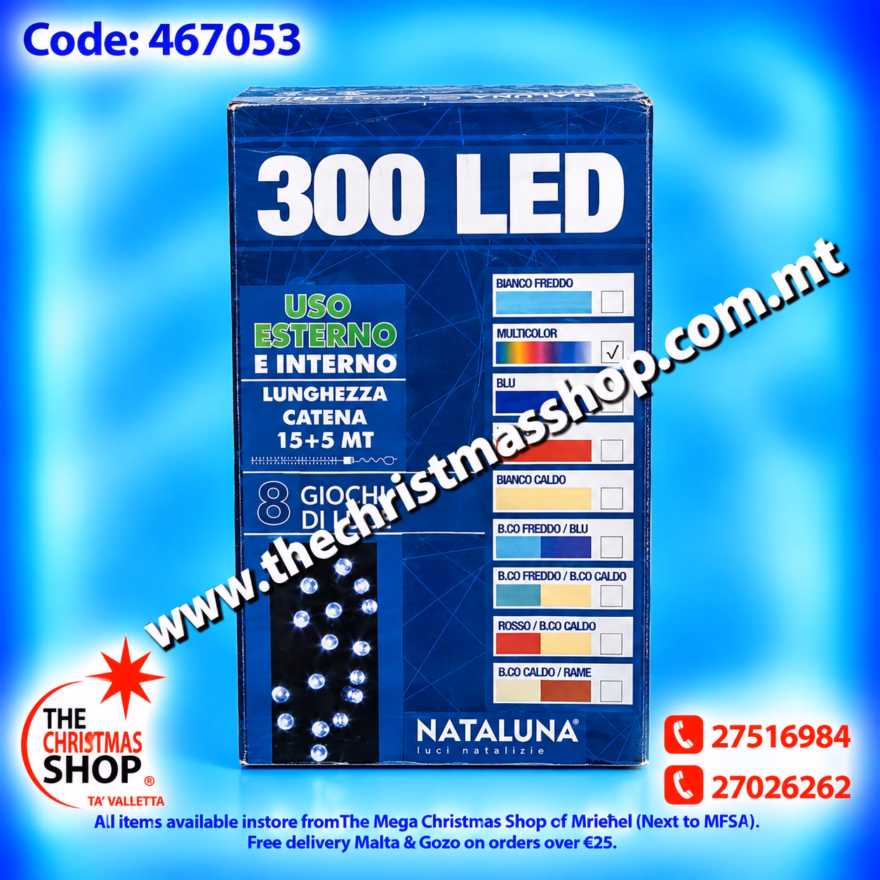 300LED LIGHTS FOR OUTDOOR MULICOLOUR 1+5MT 467053