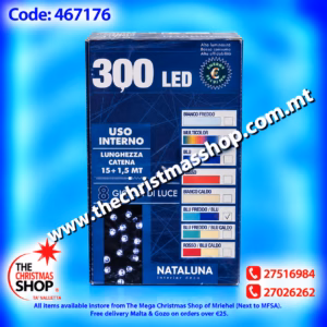 300 LED LIGHTS FOR INDOOR ICE WHITE WITH BLUE 15+1.5MT 467176
