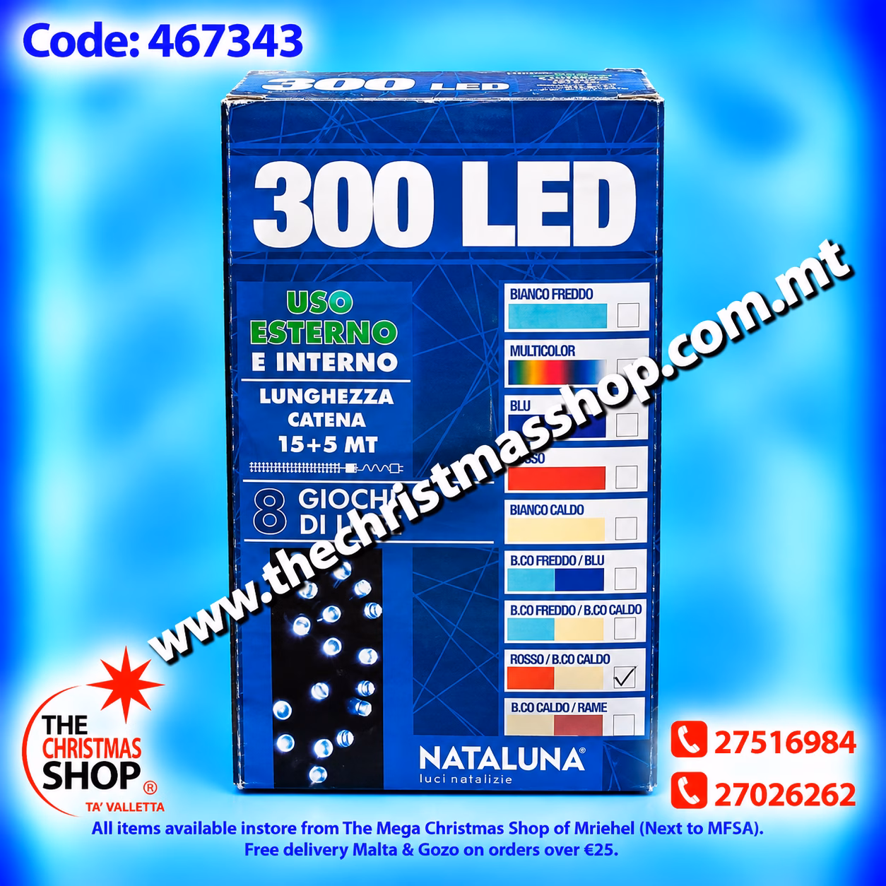 300 LED LIGHTS RED AND WARM WHITE FOR OUTDOOR 15+5MTR 467343