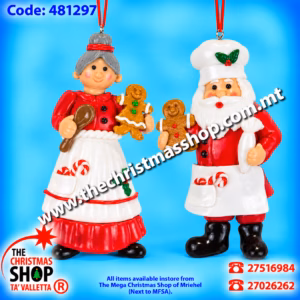 SANTA CHEF HANGING DECORATION. 15CM. 481297