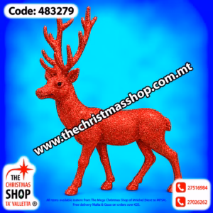 GLITTERED SILVER REINDEER 26CM 483279