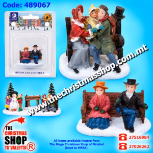 COUPLE ON BENCH FOR VILLAGES. RESIN. 7CMS. 489067