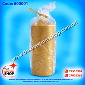GOLD PILLAR CANDLE 7X14CMS 600001