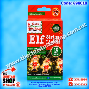 SET OF 10 BATTERY OPERATED ELF LIGHTS. 698018
