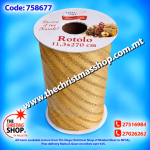 GLITTERED RIBBON GOLD 11.3X270CMS 758677