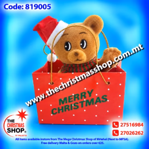 CHRISTMAS TEDDY IN GIFT BAG  13CMS 819005
