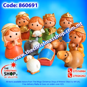 NATIVITY SET FOR CHILDREN RESIN 12 PIECE 7.5CMS 860691