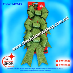 GLITTERED GREEN BOW 942645