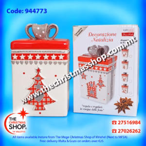 CERAMIC COOKIE JAR CHRISTMAS DESIGN 12X18CMS 944773